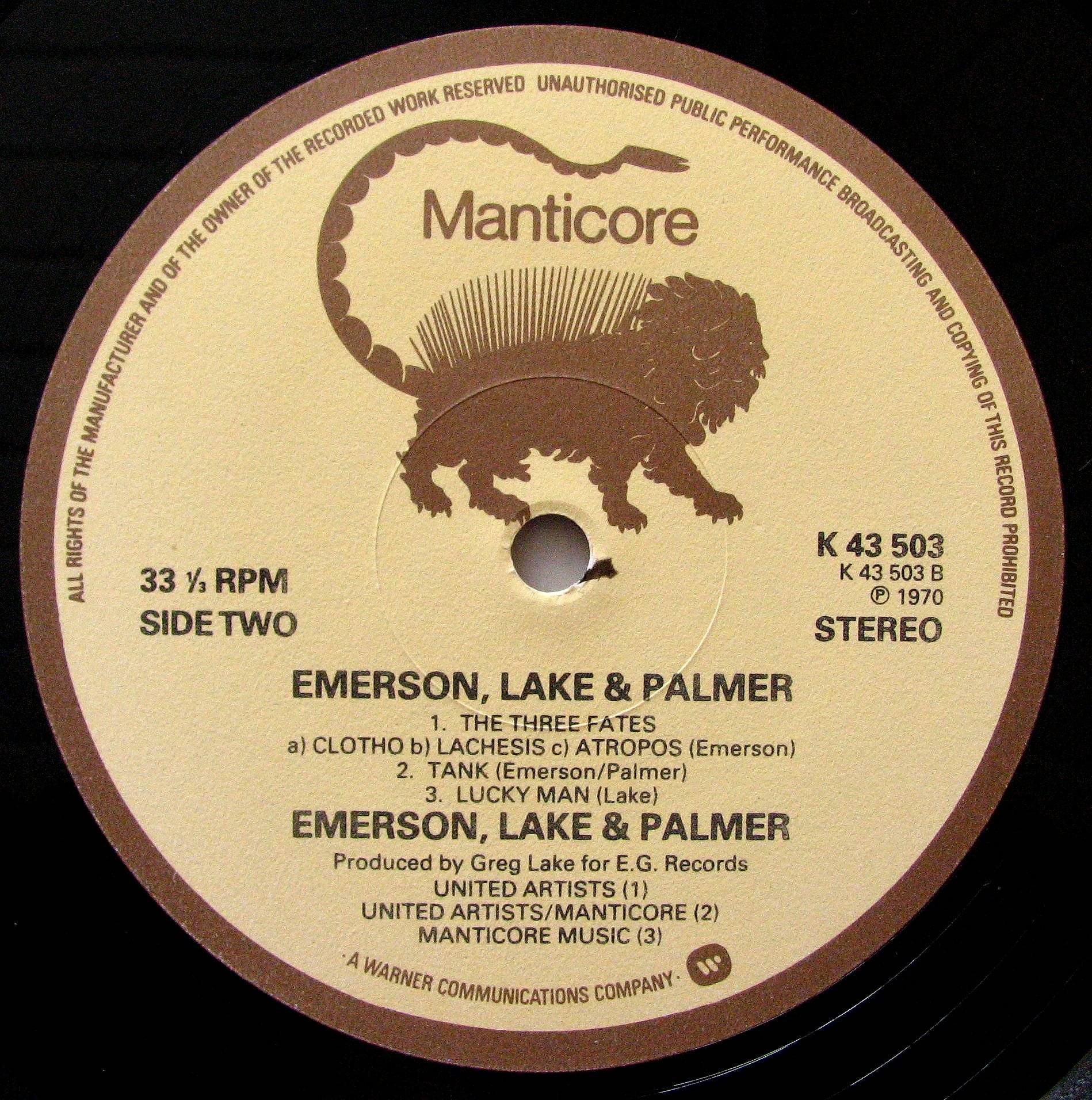 Emerson, Lake and Palmer Emerson Lake and Palmer [lp label b uk]